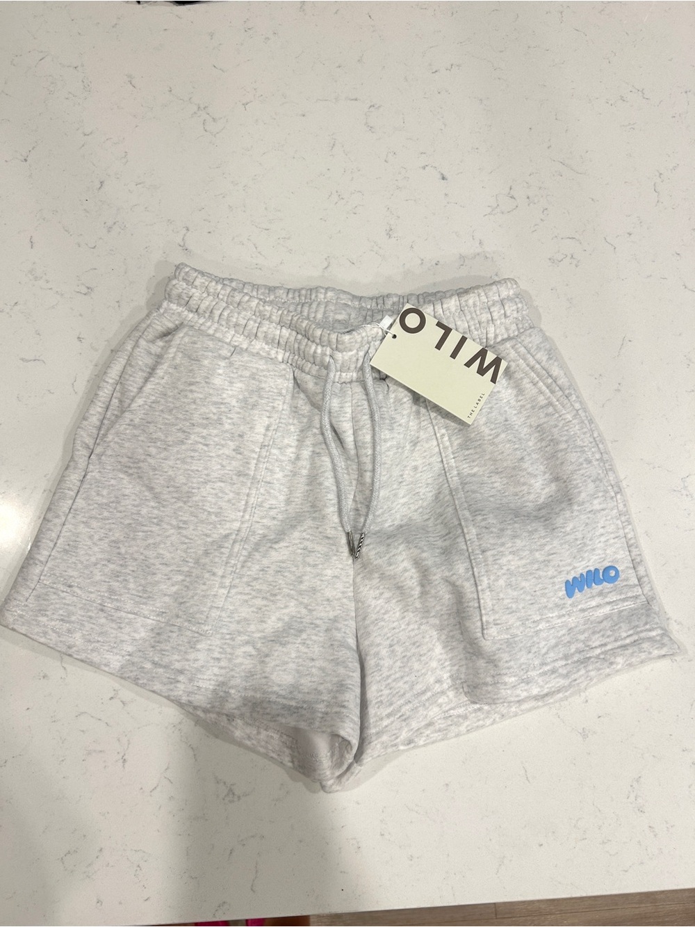 NWT WILO The Label Fleece Jog Shorts White Marle XS